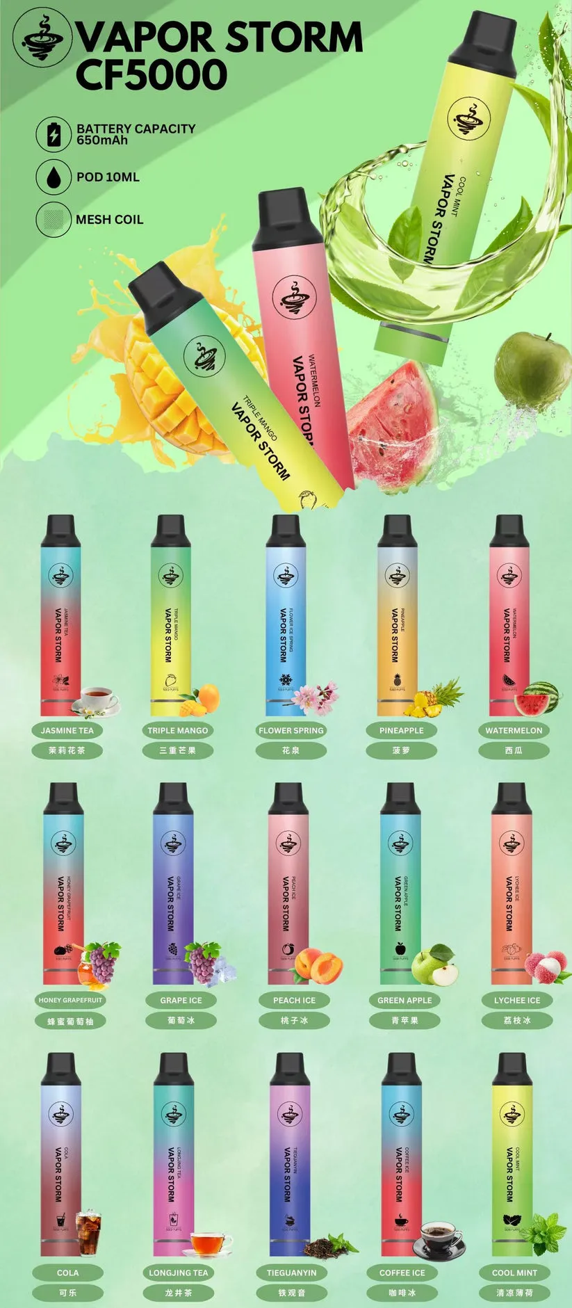 Vapor Storm 風暴 5000口拋棄式電子煙口味